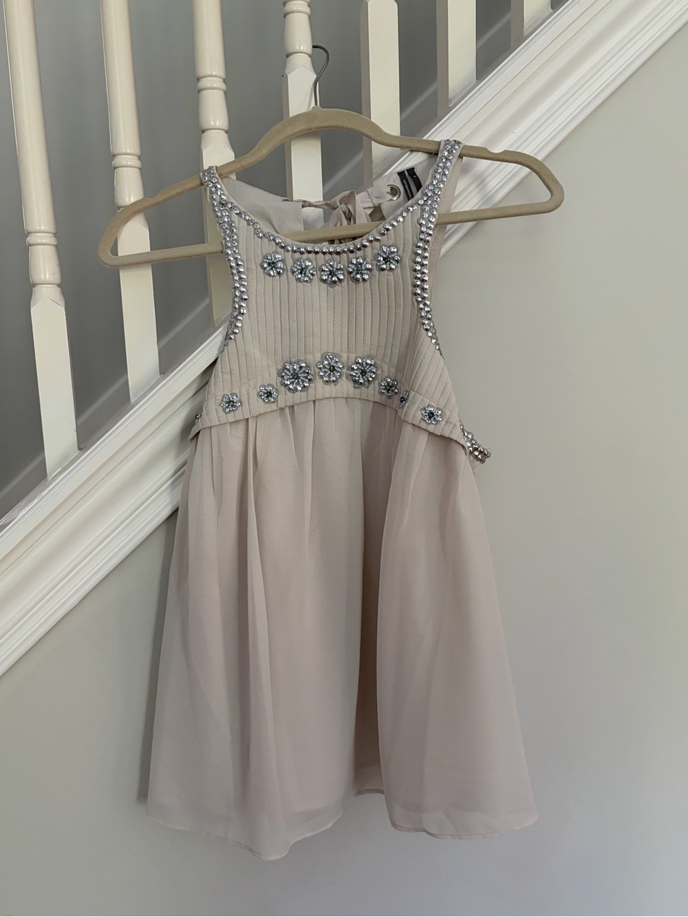 Anthropologie Ivory Embellished Sleeveless Top